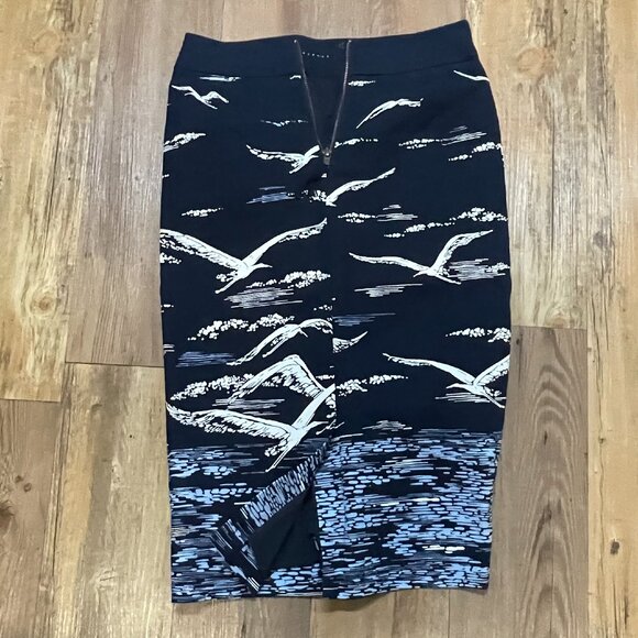Anthropologie Blue Shorebird Seagull Pencil Skirt Size 0 - Picture 4 of 5